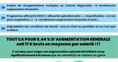 CFDT PCA – Négociations nationales, débrayage de 8h30 à 10h30 le jeudi 22 janvier à PCA